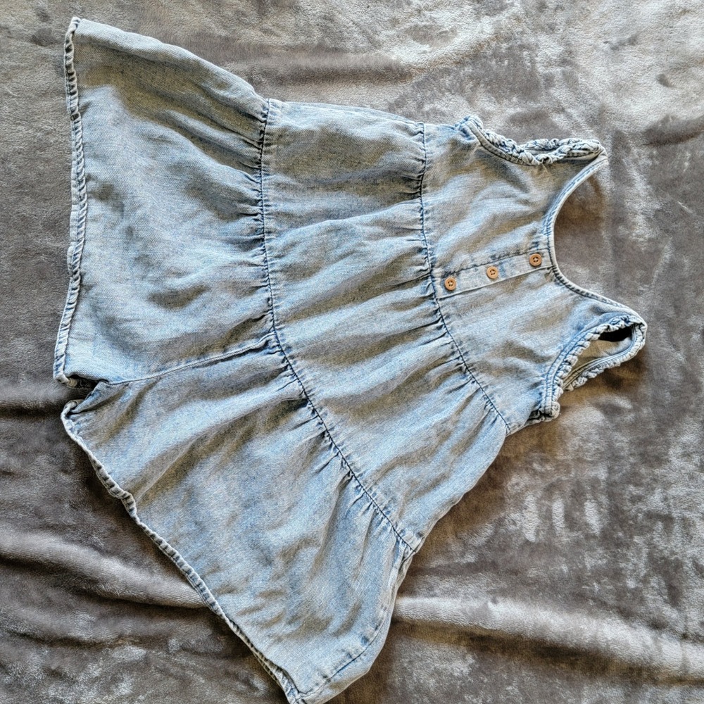 Cat & Jack Denim Romper Kids Size 5T Blue Good Tiered Ruffle Sleeveless Jumpsuit